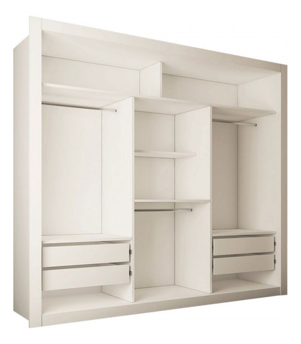 Guarda-roupa Casal Maria Helena 3 Portas De Correr 4 Gavetas Cor Branco