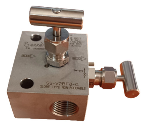 Manifold 2 Valvulas 1/2 Npt Hembra 6000 Psi