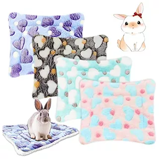 Eaedmy 4 Pieces Guinea Pig Bunny Comfortable Bed Mats P...