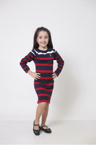 Vestido Suéter Listrado Infantil