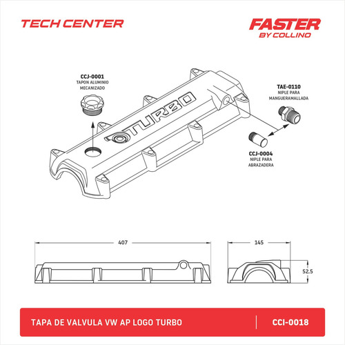 Imagen 2 de 4 de Tapa De Valvulas Motor Vw Ap Turbo Faster By Collino Full