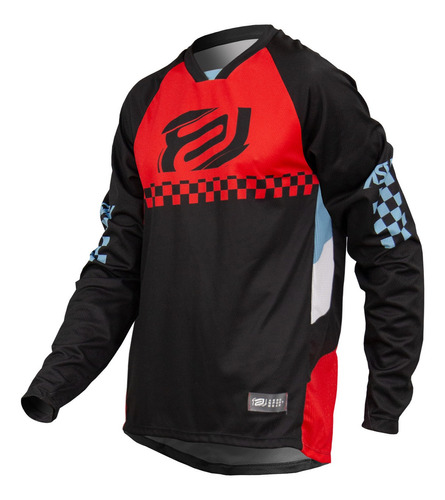 Camisa Motocross Cross Asw Image Puzzle 23 Preto Vermelho