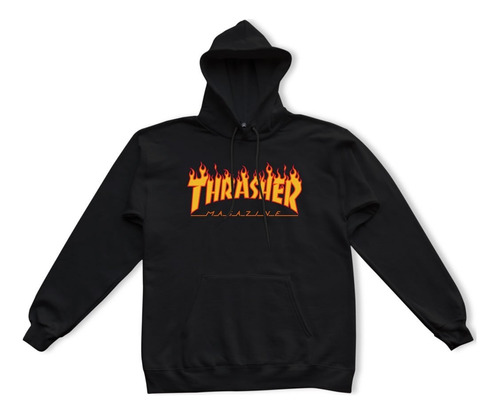 Thrasher Original Hoodie Men Flame Negro Buzo