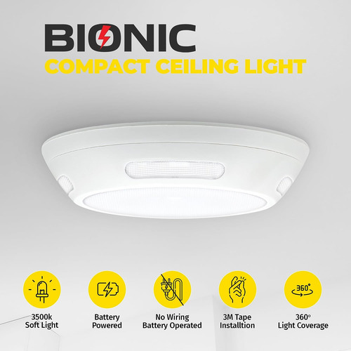 Luz De Techo Con Sensor De Movimiento, Funciona Con Pilas, 3