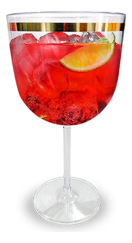 6 Unid Taça Borda Dourada Vinho Água Licor Gin 600ml