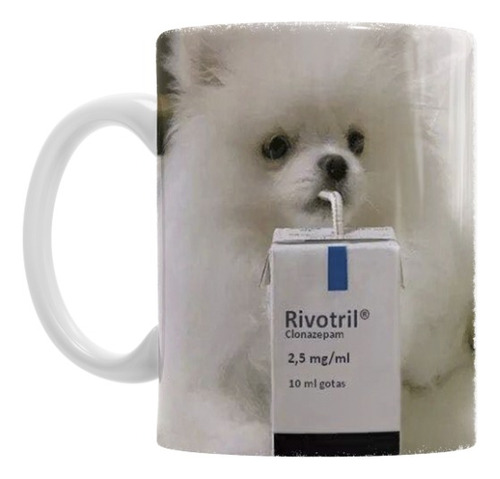 Tazas Perrotril Rivotril Perro Meme Cerámica Con Cajita 