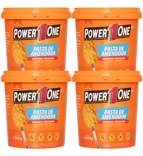 4 X Pasta De Amendoim Power One Sabores 2 = Frete Grátis