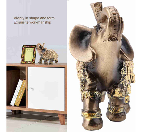 Escultura De Elefante Dorado De Lucky Feng Shui, Riqueza