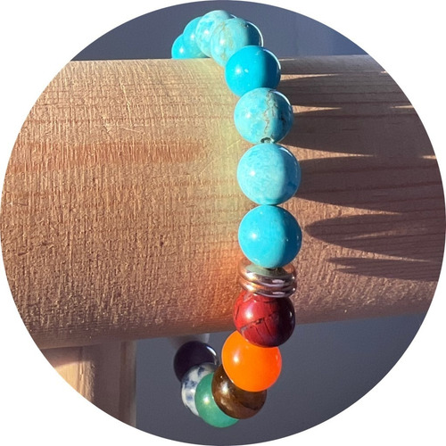 Pulsera De Protección Turquesa 7 Chakras / Suerte / Cuarzos