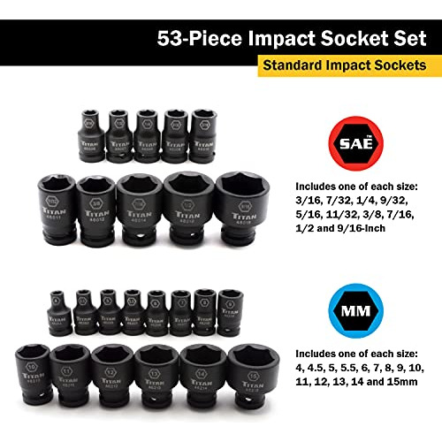 Titan 46053 53-piece 1/4-inch Drive Sae & Metric Impact Sock