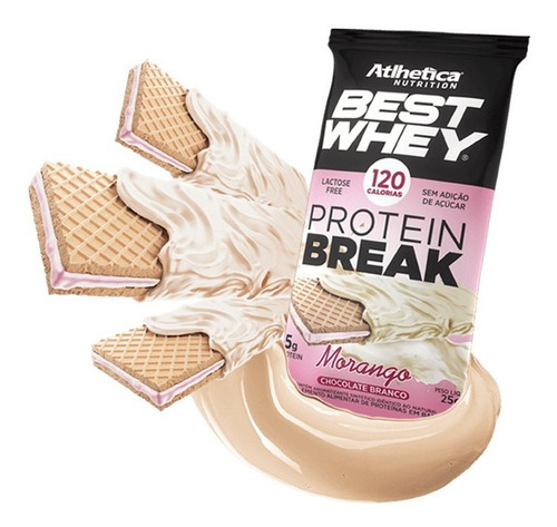 Best Whey Protein Break Morango Cobertura Chocolate Branco B Morango