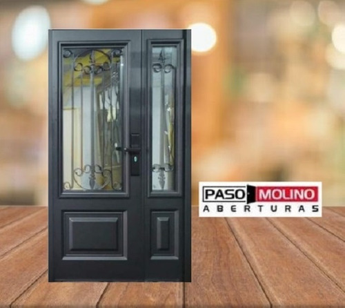 Puerta De Seguridad Doble Vidrio, Reja Y Acople Lateral