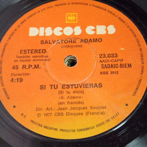 Simple Salvatore Adamo Discos Cbs C9