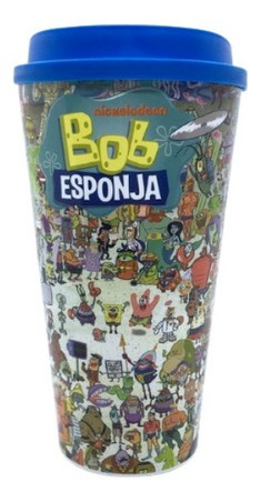 Vaso Plástico Con Tapa - Bob Esponja