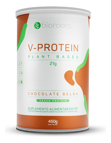 V-protein Plant Based Em Pó Chocolate Belga 450g Bioroots