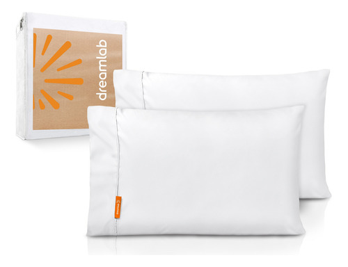 2 Fundas De Almohada Estándar 1800 Collection Dreamlab Color Blanco Liso