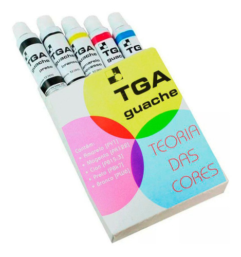 Kit De Tinta Guache Tga Com 05 Cores Sortidas De 25 Ml Cada 