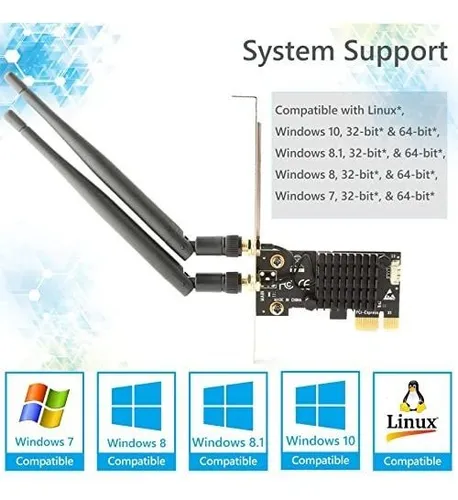 Tarjeta Wifi Ubit Ac1200 Pcie Para Pc Con Bt 4.2 | Wifi De D