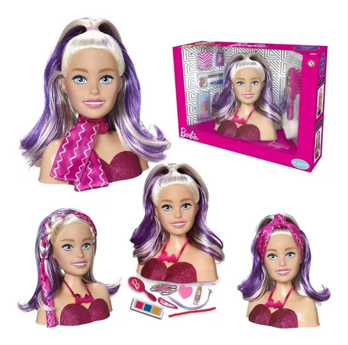 Boneca cabeca busto barbie com acessorios p pentear maquiar 21