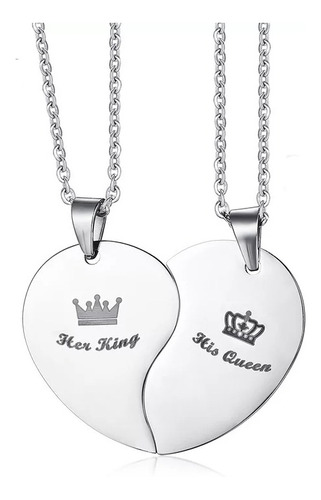 Collar King Queen Acero Quirurgico Inoxidable Pareja Amor 