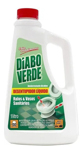 Imagem 1 de 2 de Diabo Verde Para Desentupir Pias Ralos Vaso Sanitario 1 Lt