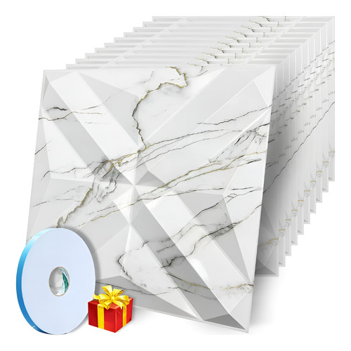 16pcs Panel Decorativo Pvc 3d Marmol Mod153 4m2 + Cinta Mármol Mármol