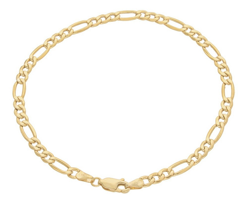 Pulsera Pulso Esclava Oro 10k Kilates Figaro 4.4mm 21cm 