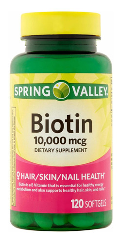 Biotina 10.000 Mcg 120 Cápsulas Softgel Spring Valley