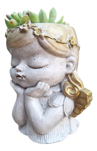 Maceta Figura Decoración Nena Pintada - Set 5 Unidades Beige Felicidad