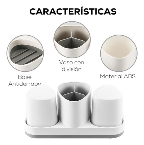 Kit Organizador 4 Accesorios Porta Cepillos Con Dúo De Vasos