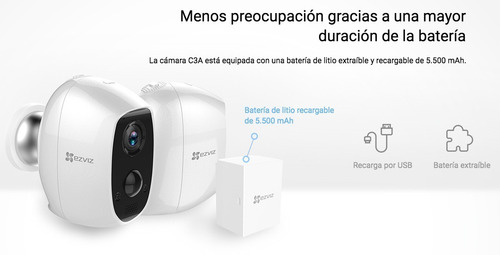 Imagen 6 de 10 de Camara Seguridad Ip Wifi Ezviz Full Hd Ext Bateria Incluida