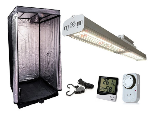 Kit Indoor Carpa Cultivo Jx 200 Black Timer Poleas Htc-1 Up