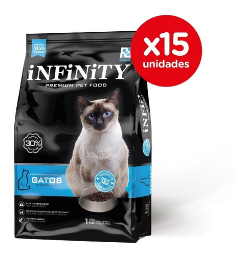 Alimento Gatos Adultos Infinity Premium Pack 15 X 1 Kg