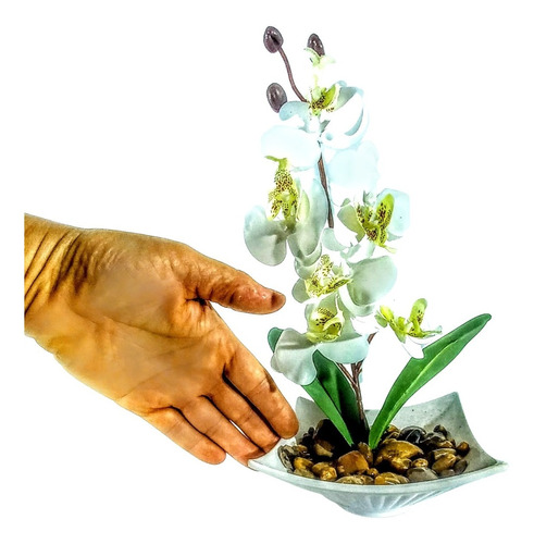 Mini Arranjo Orquídeas Artificial Branca Vaso Aladim Vasinho | Parcelamento  sem juros