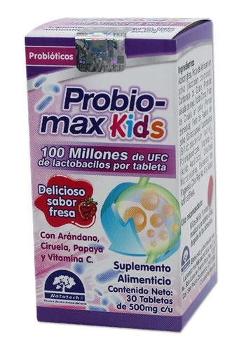 Probio Max Kids C/30tabs/ Lactobacilos, Vitramina C Natutech Sabor Fresa