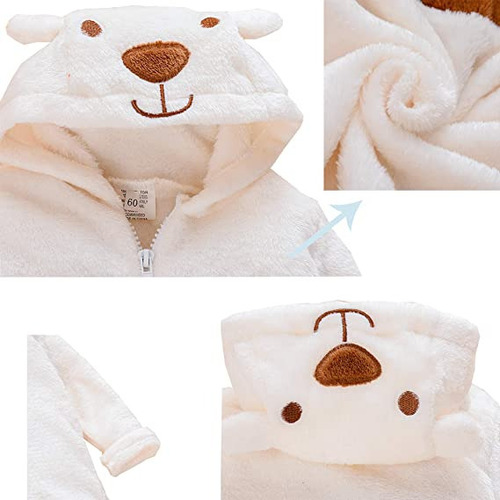 Mono De Felpa Para Bebé Recién Nacido Con Capucha De Oso.