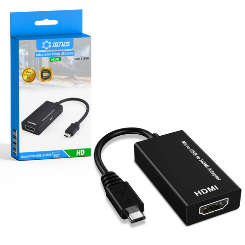 Cable adaptador micro USB V8 para Hdmi Mhl TV Mirroring, color negro