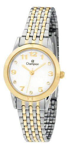 Relógio Feminino Prata E Dourado Pequeno Champion Com Pedras