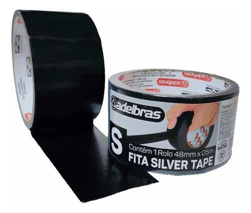 Fita Adesiva Silver Tape Multiuso Alta Fixação 48mmx5m Preto
