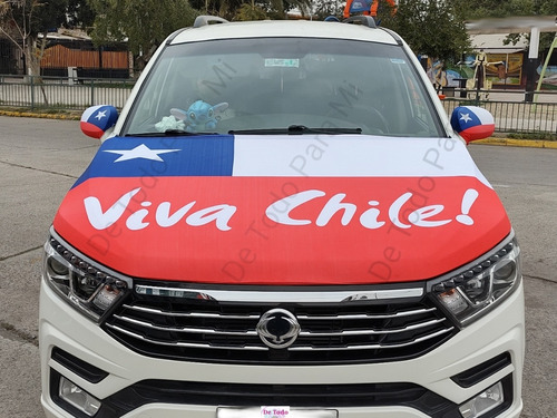 Set Fundas Cubre Capot Y Espejos De Auto Bandera Chilena 