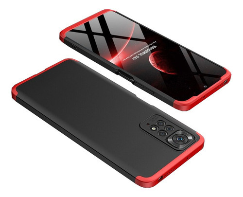Capa Danet Proteção Premium 360 Fosca preta com vermelho para Xiaomi Redmi note Redmi note 11s e 11t 5g 6.6 de 1 unidade