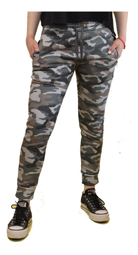 Imagen 1 de 6 de Pantalón Importado Jogging Camuflado Frizado Con Puño