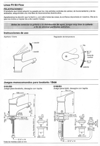 Imagen 3 de 5 de Grifería Bidet Monocomando Fv Flow 0189/b3 Bidé