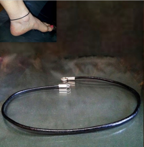 Imagem 1 de 3 de Pedras - Tornozeleira Unissex, Couro 2mm E Prata, Cód3tn19