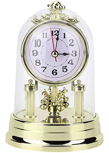 Reloj De Oro En Cubierta De Vidrio, Reloj De Mesa Vintage De