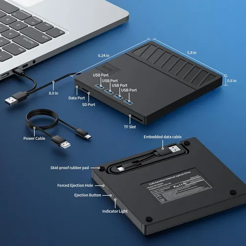 Reproductor Para Pc Appinessey, 7 En 1, Lector Sd/tfcd/dvd