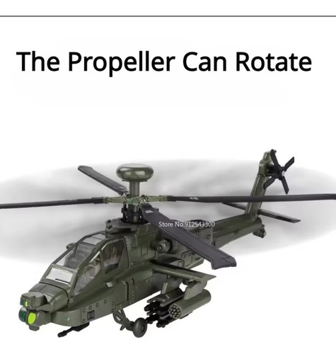 Helicoptero A Escala Boeing Ah-64 Apache Diecast Luz Sonido Ah-64 Apache