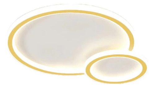 Plafon Led Circular 50cm 48w Branco Luz Quente Estrutura Dourado