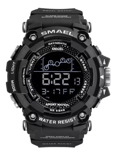 Reloj pulsera digital Smael 1802 con correa de resina color negro