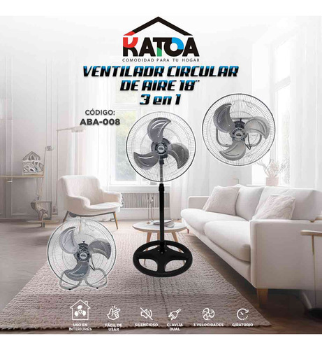 2pz Ventilador Pedestal Pared Piso 18 PuLG 3 En 1 Katoa